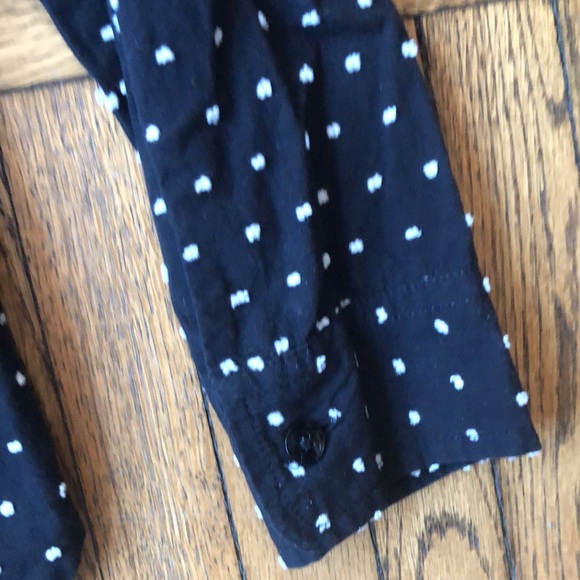 Kate Spade Saturday Black and White Swiss Dot Button Down Shirt, Size L - Picture 8 of 9